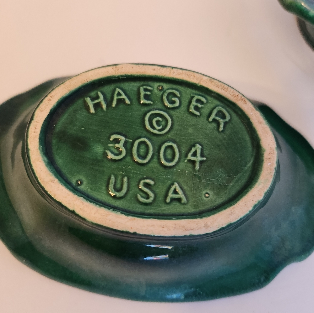 Vintage SET of 2 HAEGER Pottery CANDLE HOLDERS 3004 Lily Pad